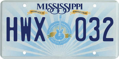 MS license plate HWX032