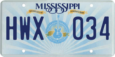 MS license plate HWX034