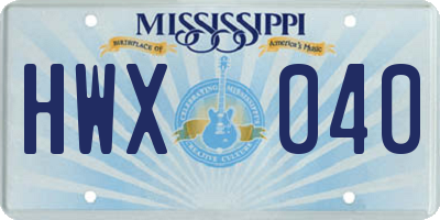 MS license plate HWX040