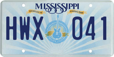 MS license plate HWX041