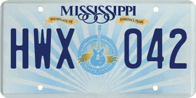 MS license plate HWX042