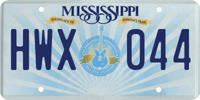 MS license plate HWX044