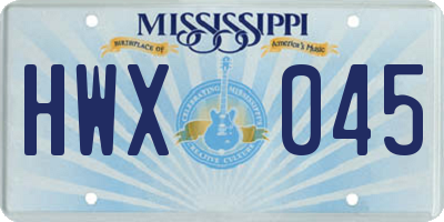 MS license plate HWX045