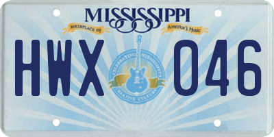 MS license plate HWX046