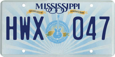 MS license plate HWX047