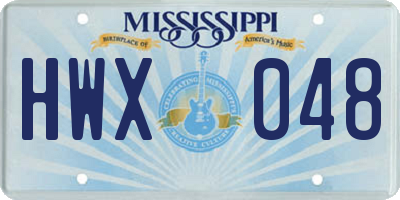 MS license plate HWX048