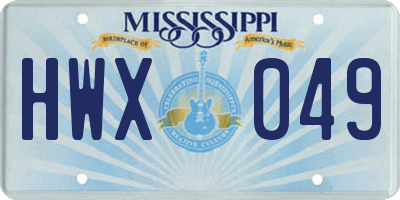 MS license plate HWX049