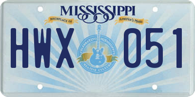 MS license plate HWX051