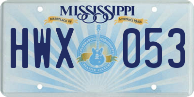 MS license plate HWX053