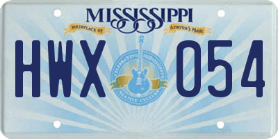 MS license plate HWX054