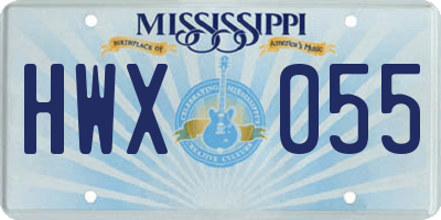 MS license plate HWX055