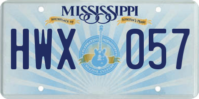 MS license plate HWX057
