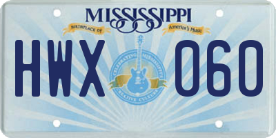 MS license plate HWX060