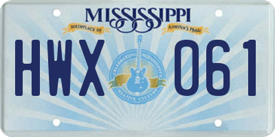 MS license plate HWX061