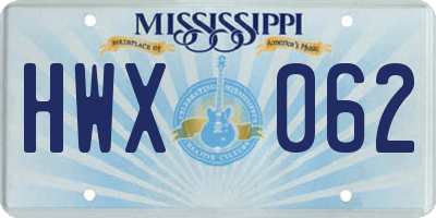 MS license plate HWX062