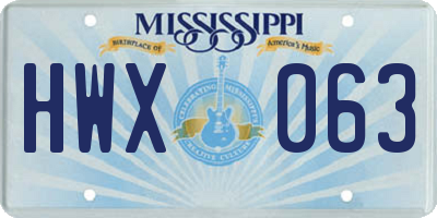 MS license plate HWX063