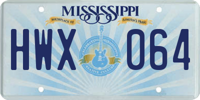MS license plate HWX064