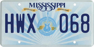 MS license plate HWX068