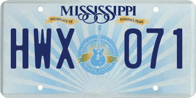 MS license plate HWX071