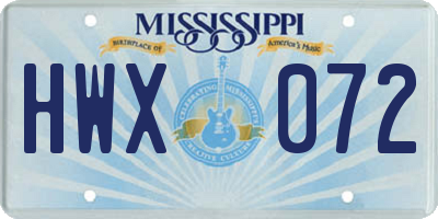 MS license plate HWX072