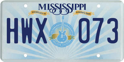 MS license plate HWX073