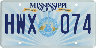 MS license plate HWX074