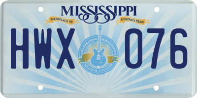 MS license plate HWX076