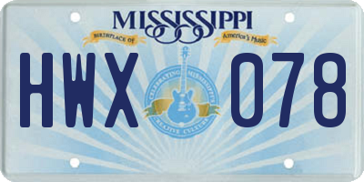 MS license plate HWX078