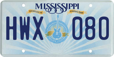 MS license plate HWX080