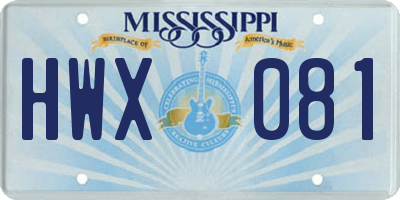 MS license plate HWX081