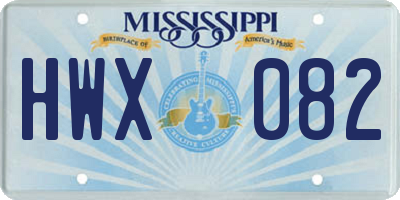 MS license plate HWX082