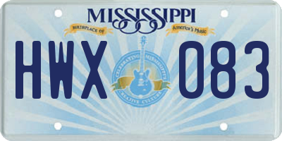 MS license plate HWX083