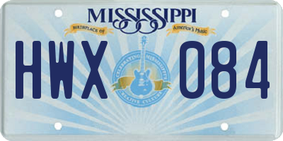 MS license plate HWX084