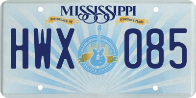 MS license plate HWX085
