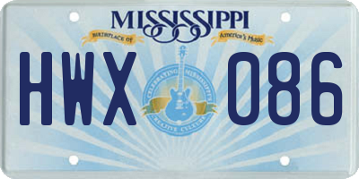 MS license plate HWX086