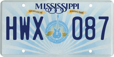 MS license plate HWX087