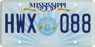 MS license plate HWX088