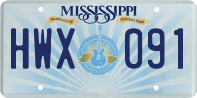 MS license plate HWX091