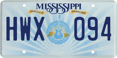 MS license plate HWX094