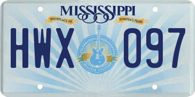MS license plate HWX097