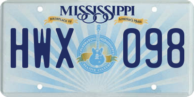 MS license plate HWX098