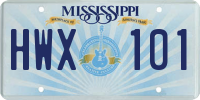 MS license plate HWX101