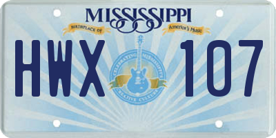 MS license plate HWX107