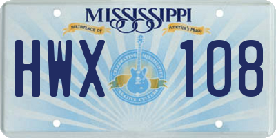 MS license plate HWX108