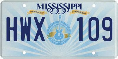 MS license plate HWX109