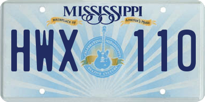 MS license plate HWX110