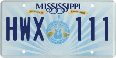 MS license plate HWX111
