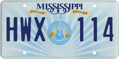 MS license plate HWX114