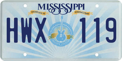 MS license plate HWX119