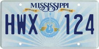 MS license plate HWX124